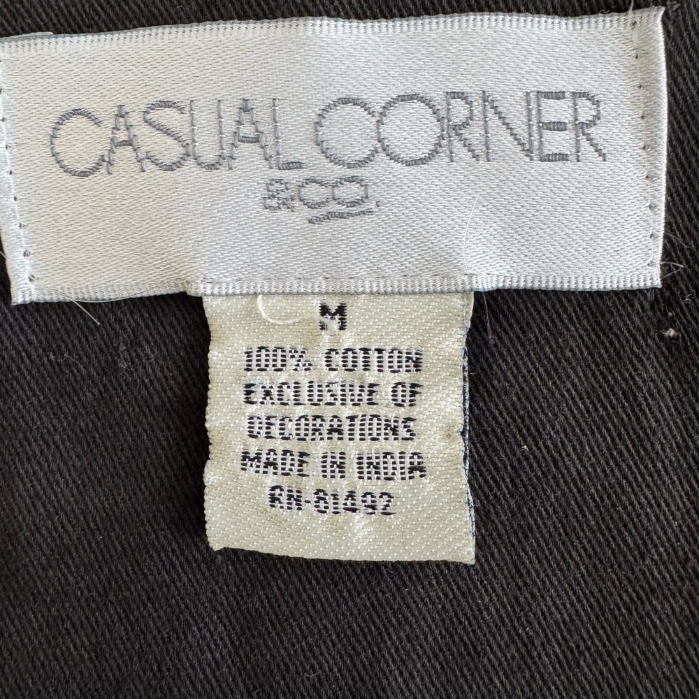 100 % Cotton Vintage Casual Corner Black Floral Embroidered Women's Vest - Picture 4 of 7